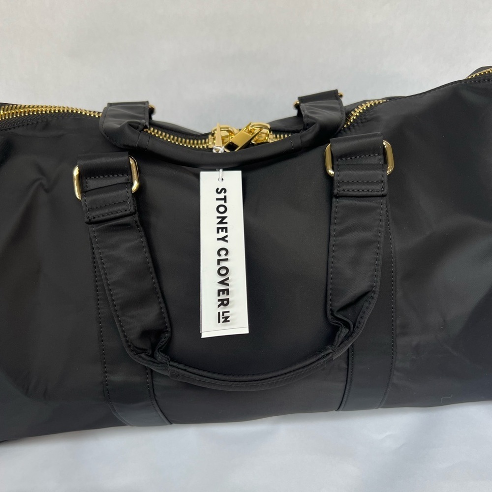 Stoney Clover Lane Noir Black Nylon Duffel Bag with Gold Metal Hardware NWT - Picture 9 of 10